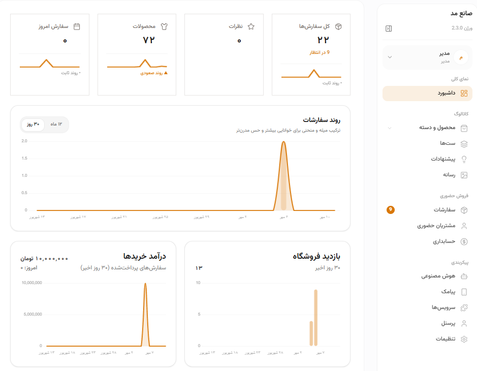 پنل مدیریت
